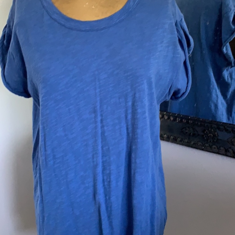 W BY WILT OVERSIZED SAPPHIRE BLUE TEE MADE IN USA
